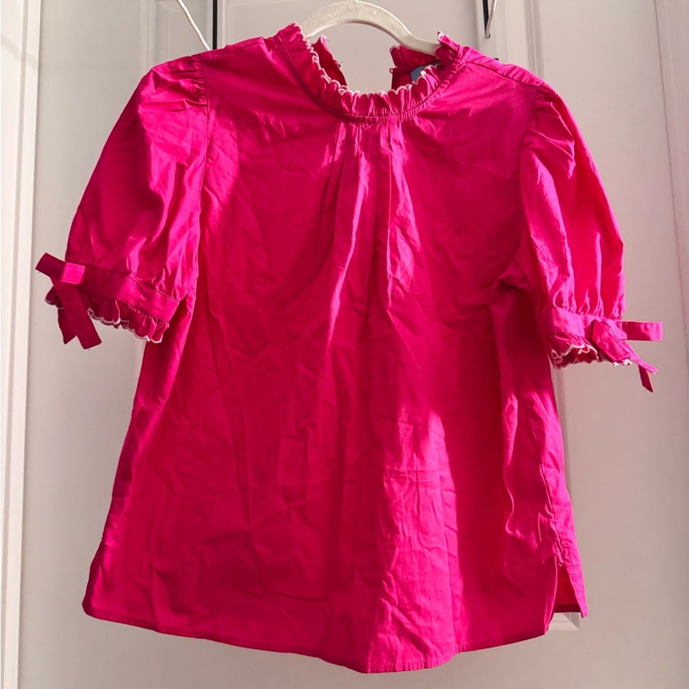 CeCe Bright Pink Ruffle Sleeve Top